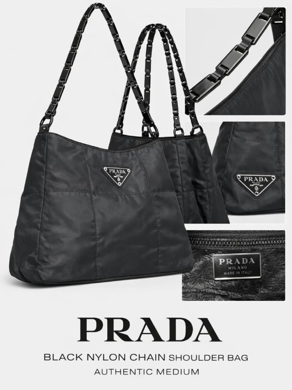 Prada Black Nylon Tote Bag Shoulder Bag